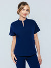 Orchid Three-Pocket Women's Navy Scrub Top