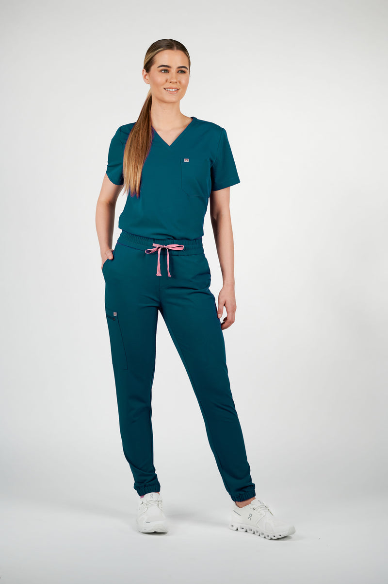 Clover Jogger Women's Caribbean Blue Scrub Pants