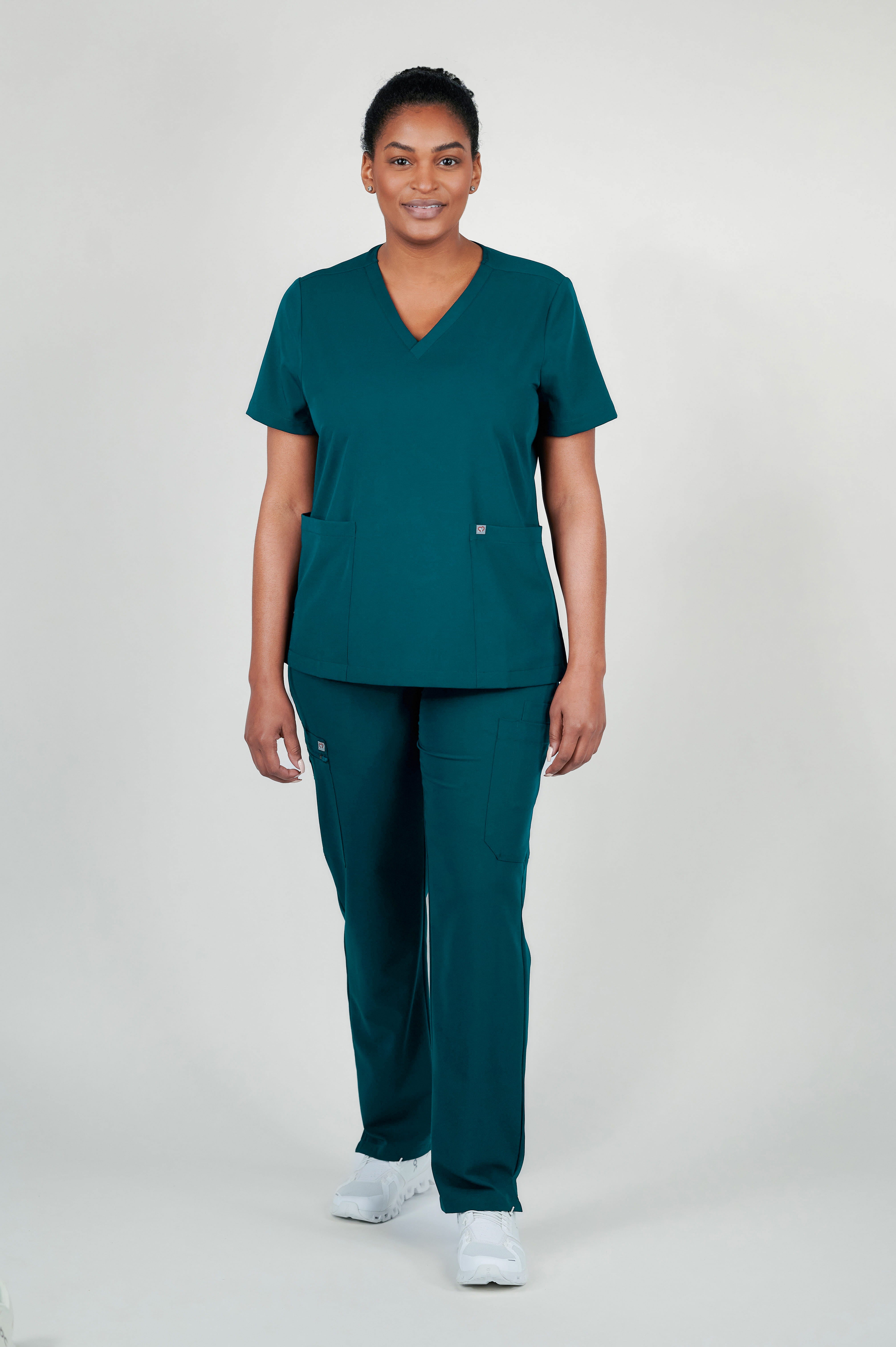 Iris Five-Pocket Women's Caribbean Blue Scrub Top