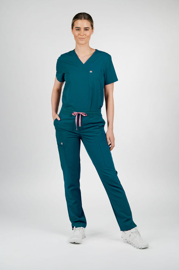 Jasmine Cargo Women's Caribbean Blue Scrub Pants