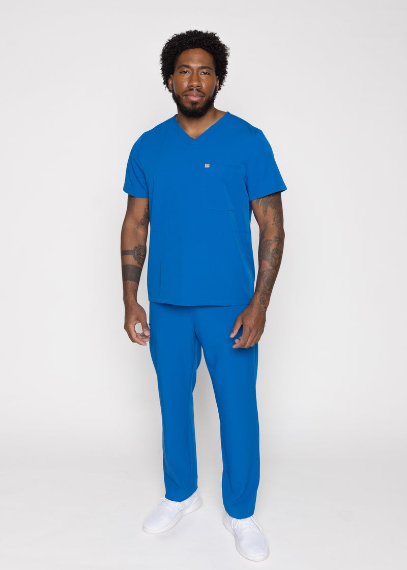 Venice Three-Pocket Mens Royal Blue Scrub Top