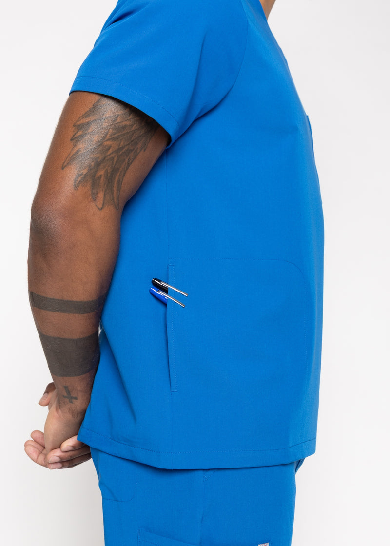 Venice Three-Pocket Mens Royal Blue Scrub Top