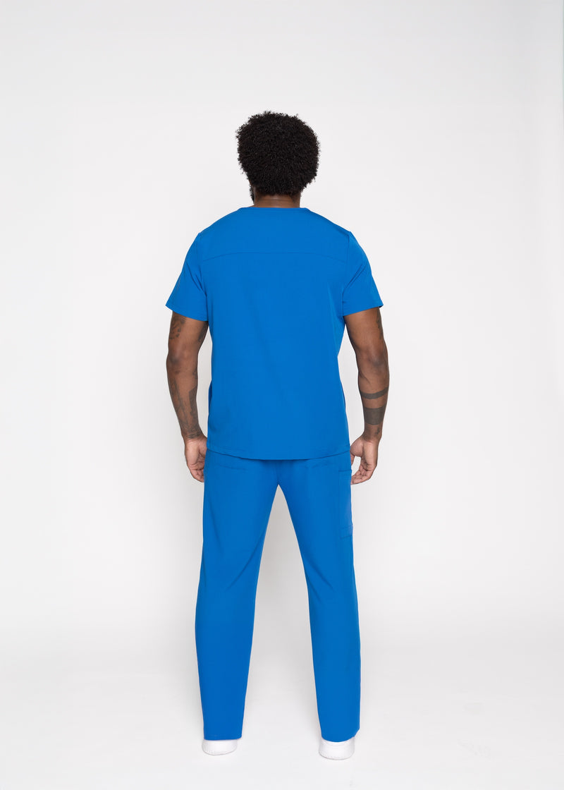 Venice Three-Pocket Mens Royal Blue Scrub Top