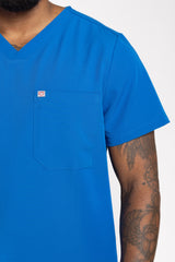 Paris One-Pocket Men's Royal Blue Scrub Top