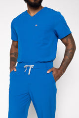 Paris One-Pocket Men's Royal Blue Scrub Top