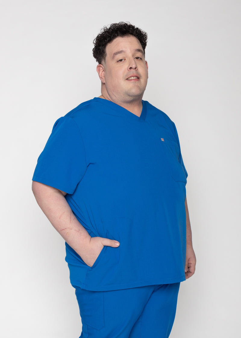 Venice Three-Pocket Mens Royal Blue Scrub Top