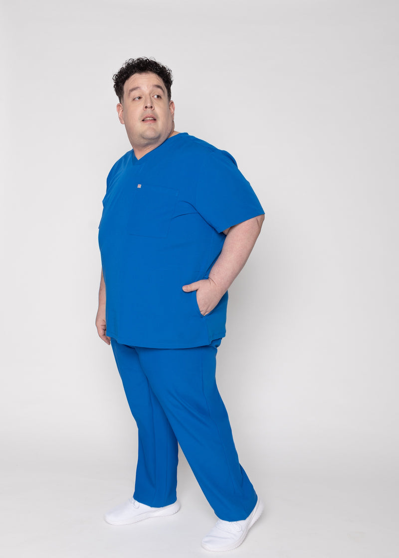 Venice Three-Pocket Mens Royal Blue Scrub Top