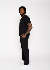 Venice Three-Pocket Mens Black Scrub Top