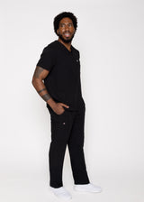 Venice Three-Pocket Mens Black Scrub Top