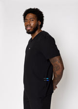 Venice Three-Pocket Mens Black Scrub Top