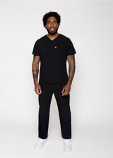 Paris One-Pocket Men's Black Scrub Top