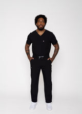 Paris One-Pocket Men's Black Scrub Top