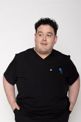 Venice Three-Pocket Mens Black Scrub Top