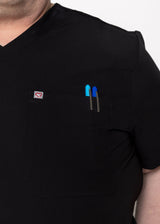 Venice Three-Pocket Mens Black Scrub Top