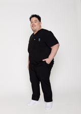 Venice Three-Pocket Mens Black Scrub Top