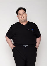 Paris One-Pocket Men's Black Scrub Top