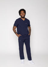 Venice Three-Pocket Mens Navy Scrub Top