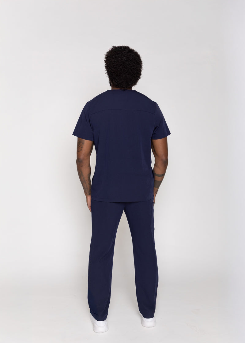 Venice Three-Pocket Mens Navy Scrub Top