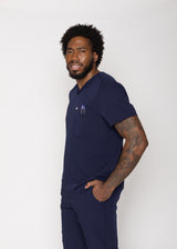 Paris One-Pocket Men's Navy Scrub Top