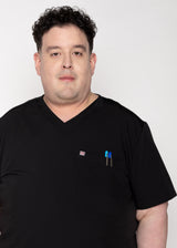 Paris One-Pocket Men's Black Scrub Top