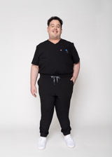 Paris One-Pocket Men's Black Scrub Top