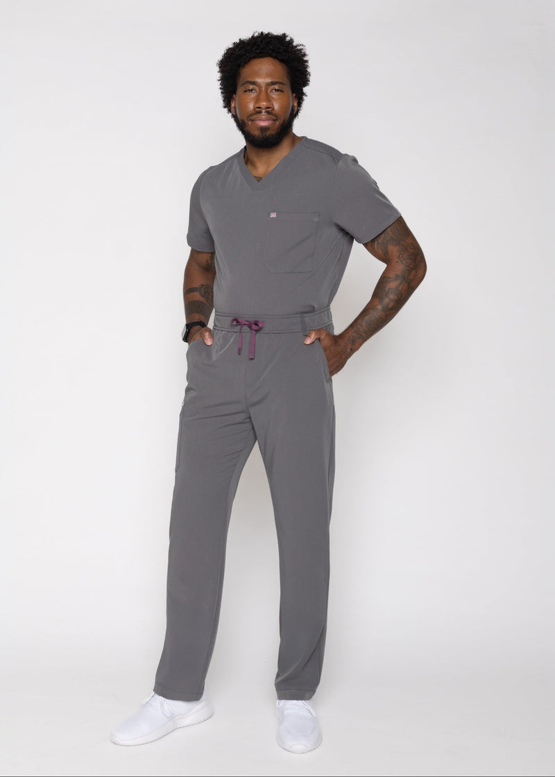 Paris One-Pocket Men's Charcoal Scrub Top