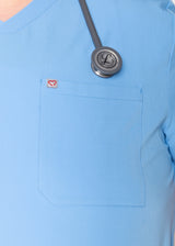 Venice Three-Pocket Mens Ceil Blue Scrub Top