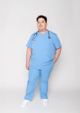 Venice Three-Pocket Mens Ceil Blue Scrub Top