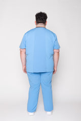 Venice Three-Pocket Mens Ceil Blue Scrub Top