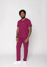 Venice Three-Pocket Mens Maroon Scrub Top