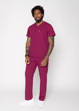 Paris One-Pocket Men's Maroon Scrub Top