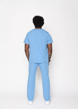 Venice Three-Pocket Mens Ceil Blue Scrub Top