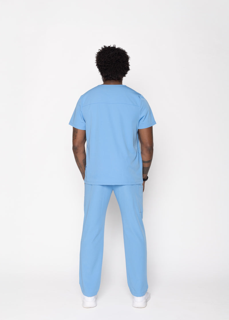 Venice Three-Pocket Mens Ceil Blue Scrub Top