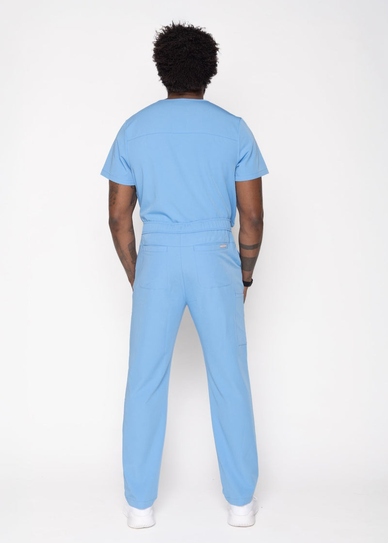 Paris One-Pocket Men's Ceil Blue Scrub Top