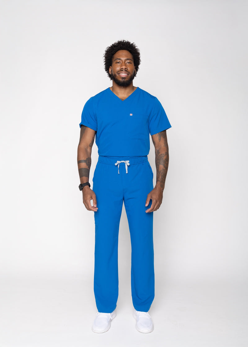 Paris One-Pocket Men's Royal Blue Scrub Top
