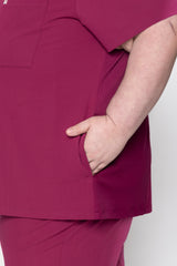 Venice Three-Pocket Mens Maroon Scrub Top