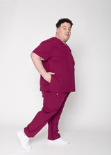 Venice Three-Pocket Mens Maroon Scrub Top