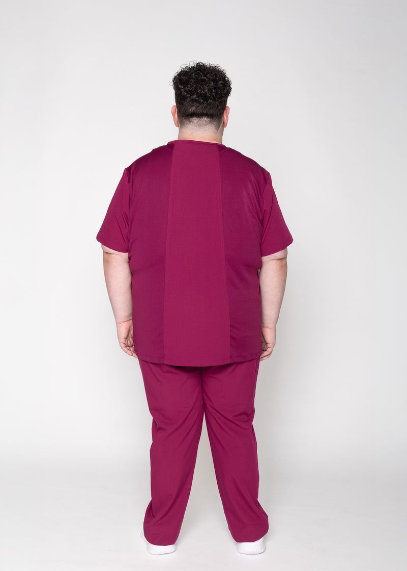 Venice Three-Pocket Mens Maroon Scrub Top