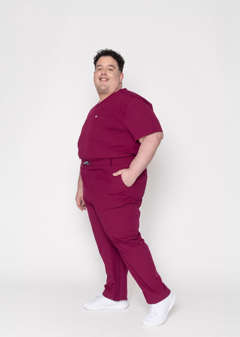 Paris One-Pocket Men's Maroon Scrub Top