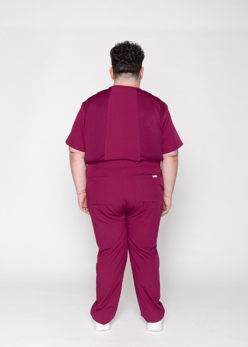Paris One-Pocket Men's Maroon Scrub Top