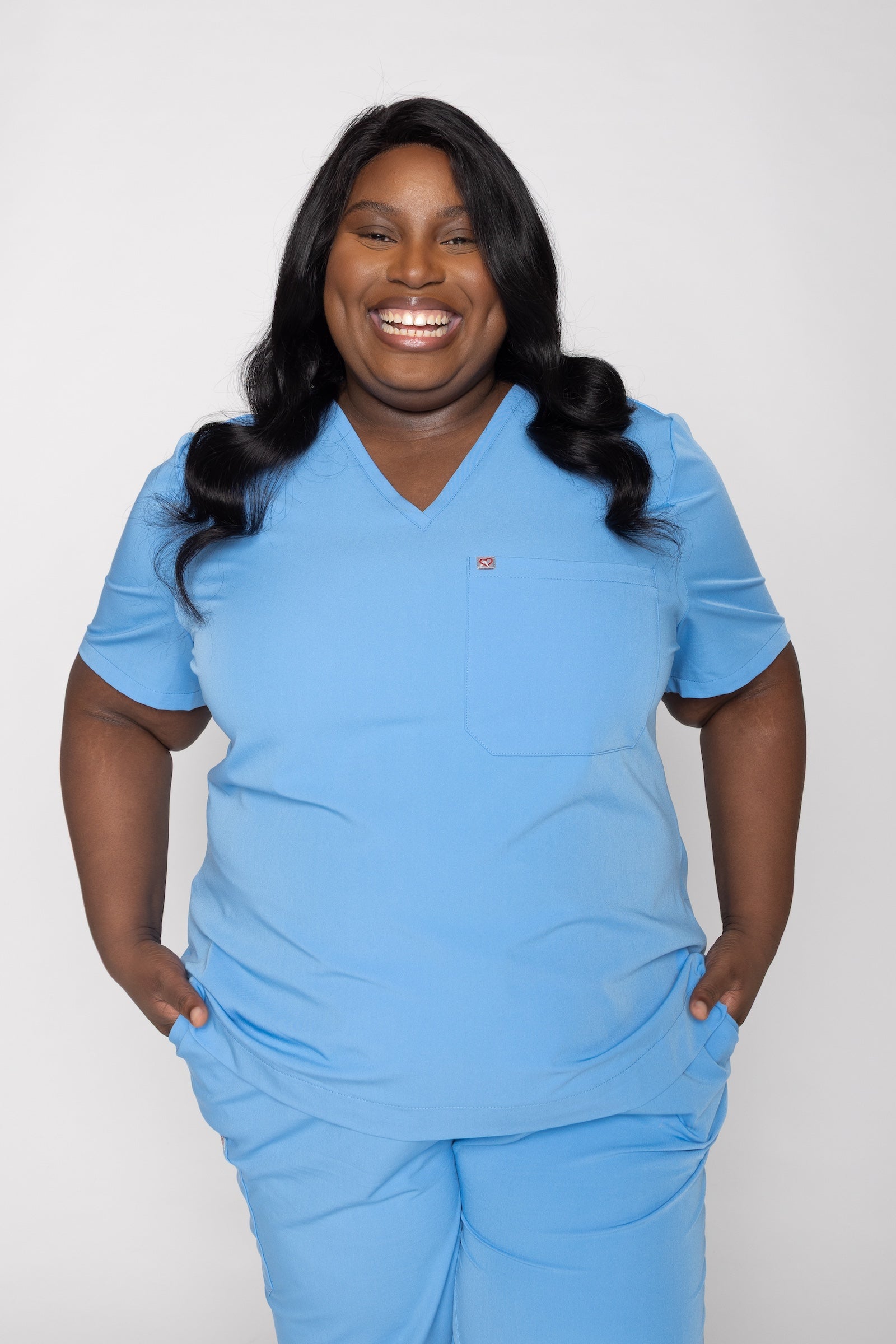 Rose One-Pocket Womens Ceil Blue Scrub Top