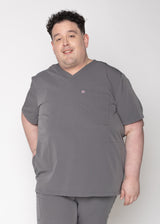 Venice Three-Pocket Mens Charcoal Scrub Top