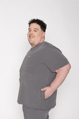 Venice Three-Pocket Mens Charcoal Scrub Top