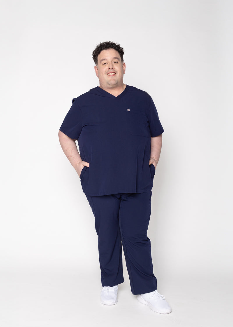 Venice Three-Pocket Mens Navy Scrub Top