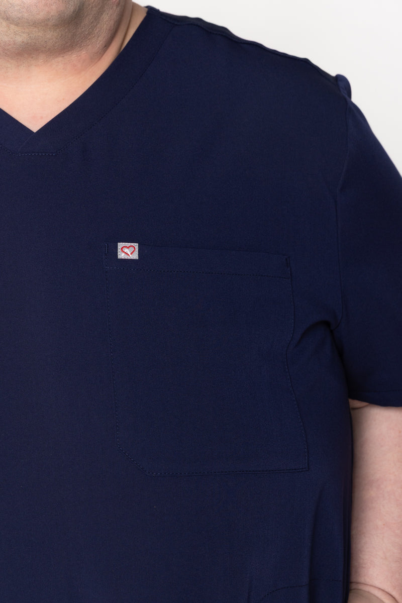 Venice Three-Pocket Mens Navy Scrub Top