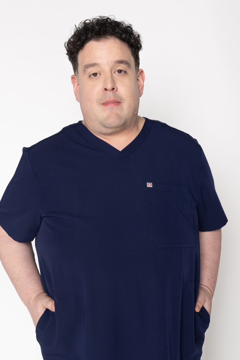 Venice Three-Pocket Mens Navy Scrub Top