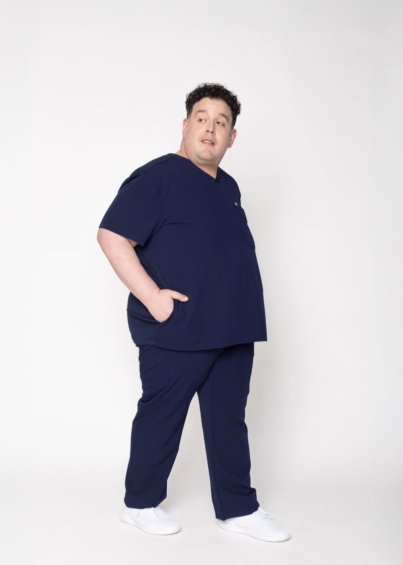Venice Three-Pocket Mens Navy Scrub Top