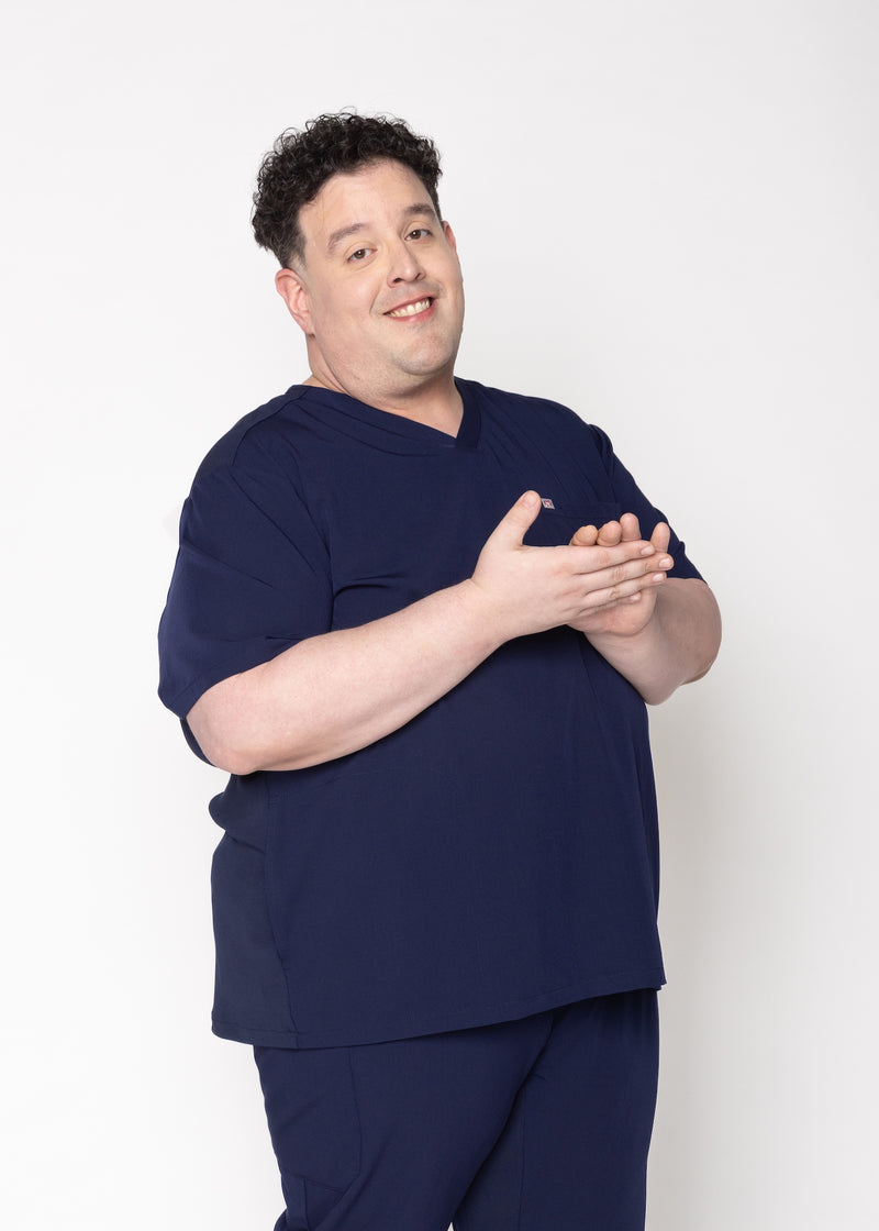 Venice Three-Pocket Mens Navy Scrub Top