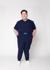 Paris One-Pocket Men's Navy Scrub Top