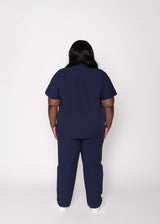 Orchid Three-Pocket Women's Navy Scrub Top